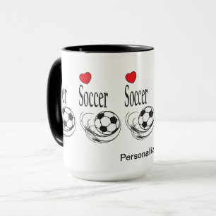 Mug Amour Coeur Rouge ⚽ Boules de Football - Personnal