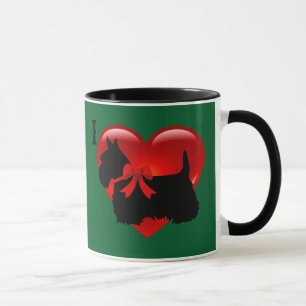 Mug Amour/cœur rouge Scottish Terrier, Kelly/vert irla