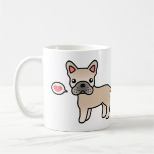 Mug Amour de Bouledogue Français Cartoon Crème