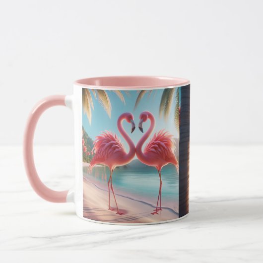 Mug Amour de Flamant Rose Plage Tropicale Soleil (Gauche)