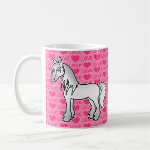 Mug Amour de Gypsy Vanner Shire Clydesdale Cartoon Gri