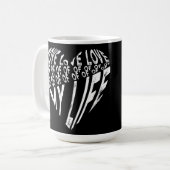 Mug Amour De Ma Vie Design Typographique Noir Et Blanc (Devant gauche)