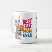 Mug Amour de Maman Chat Avec Fleurs Et Cœurs 🐱 (Devant gauche)
