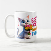 Mug Amour de Maman Chat Avec Fleurs Et Cœurs 🐱 (Gauche)