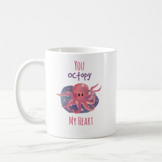 Mug Amour de Pieuvre Mignon ; "Vous octopiez mon c (Gauche)