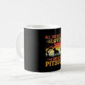 Mug Amour de Pitbull Coucher de Soleil Rétro Chien (Devant gauche)