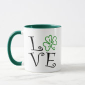 Mug Amour de shamrock - noir et vert (Gauche)