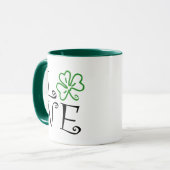 Mug Amour de shamrock - noir et vert (Devant gauche)