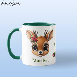 Mug Amour Des Rennes Florales, Poinsettia Deer, Faune,