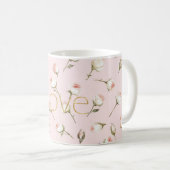 Mug Amour doré rose blush rose floral (Devant droit)