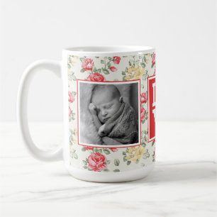 Mug AMOUR élégant du papier peint   de rose de rose