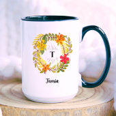 Mug Amour | Élégant monogramme d'ornement floral