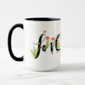 Mug Amour | Élégant monogramme d'ornement floral (Gauche)