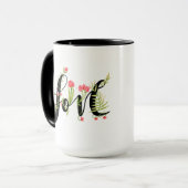 Mug Amour | Élégant monogramme d'ornement floral (Devant gauche)