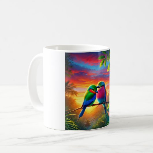 Mug "Amour en vol : Oiseaux d'affection Mug" (Devant gauche)