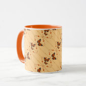 Mug Amour et Papillons en version orange 2 (Devant gauche)