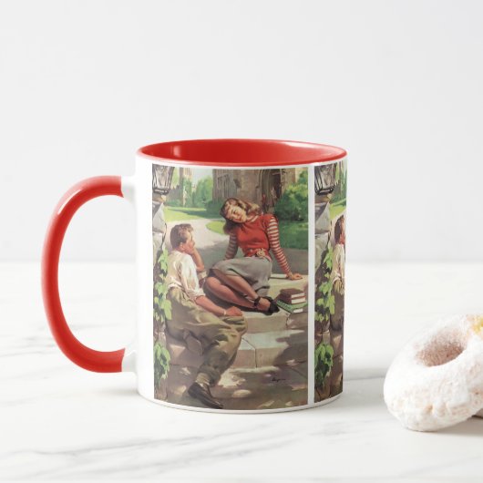 Mug Amour et Romance Vintage, Amoureux du Lycée (Avec donut)