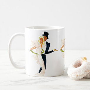 Mug Amour et romance vintage, couple de mariage modern