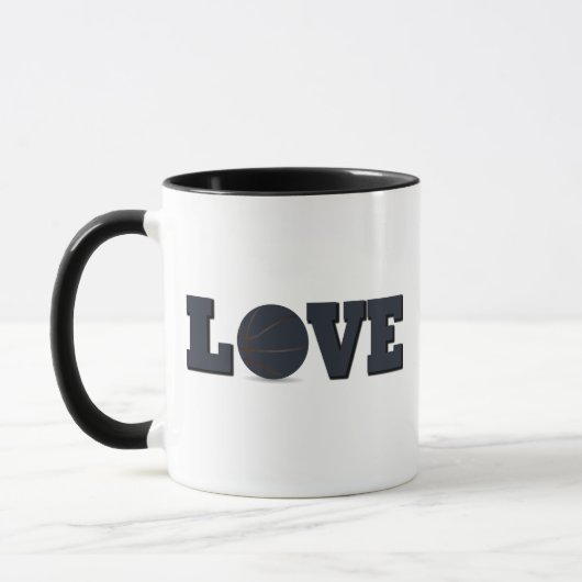 Mug Amour jeu de basket avec balle bleue (Gauche)
