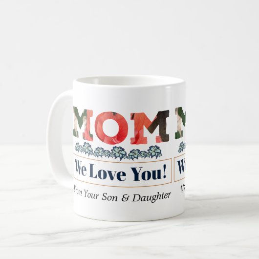 Mug Amour Maman Fleurs Florales Personnaliser (Devant gauche)