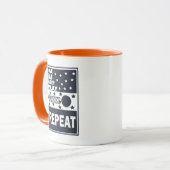 Mug Amour manger dormir jouer basket-ball répéter (Devant gauche)