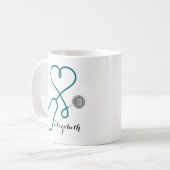 Mug Amour Médical, coeur de stéthoscope (Devant gauche)