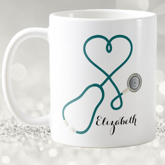 Mug Amour Médical, coeur de stéthoscope