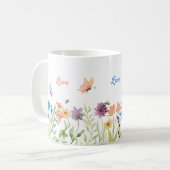 Mug Amour Meilleure Maman Peint Fleurs de printemps Pa (Devant gauche)