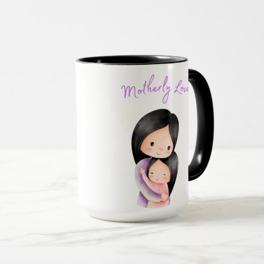 Mug Amour-mère mère mère mère et fille enlacée (Devant droit)