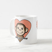 Mug Amour mignon de singe de sourire de clipart (Devant gauche)
