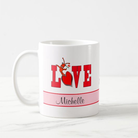 Mug Amour mignon personnalisé de homard d'écrevisses (Gauche)