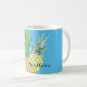 Mug Amour moderne Ananas bleu et oreiller à lancer Cac (Devant droit)