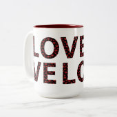 Mug AMOUR Moderne Avec Coeurs Rouges Typographie (Devant gauche)