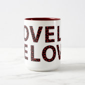 Mug AMOUR Moderne Avec Coeurs Rouges Typographie (Centre)