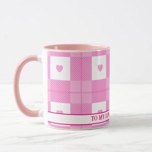 Mug Amour moderne Plaid Pink Heart Collection (Gauche)