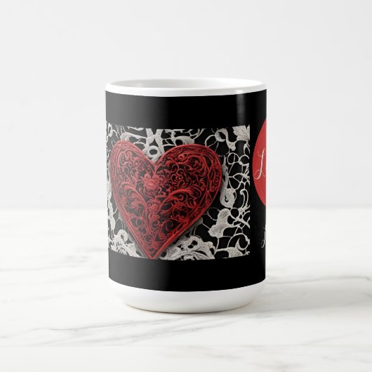 Mug Amour moderne rouge et noir dentelle (Centre)