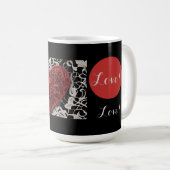 Mug Amour moderne rouge et noir dentelle (Devant droit)