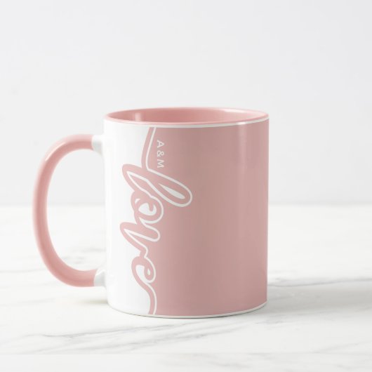 Mug Amour moderne Valentine's Day Initiales personnali (Gauche)