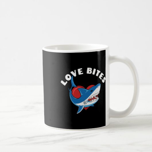 Mug Amour Morsures Drôle Saint-Valentin Requin Cœur Bl (Droite)