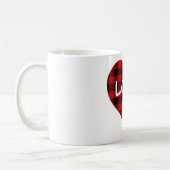 Mug Amour, motif plaid de buffle rouge, coeur valentin (Gauche)