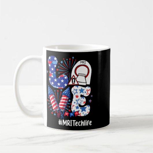 Mug Amour Mri Tech Life Usa Drapeau Feu d'artifice 4 j (Gauche)
