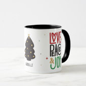 Mug Amour, Paix et Joie Arbre de Noël (Devant droit)