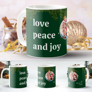 Mug Amour Paix Joie Noël Famille Photo Forêt Vert