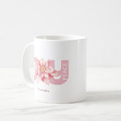 Mug Amour Paix Joie Rose Poinsettia Noël (Devant gauche)
