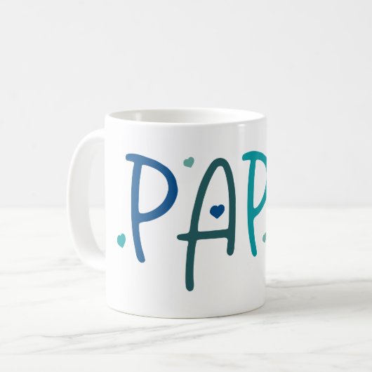 Mug Amour Papa Grand-Père Coeurs typographiques (Devant gauche)