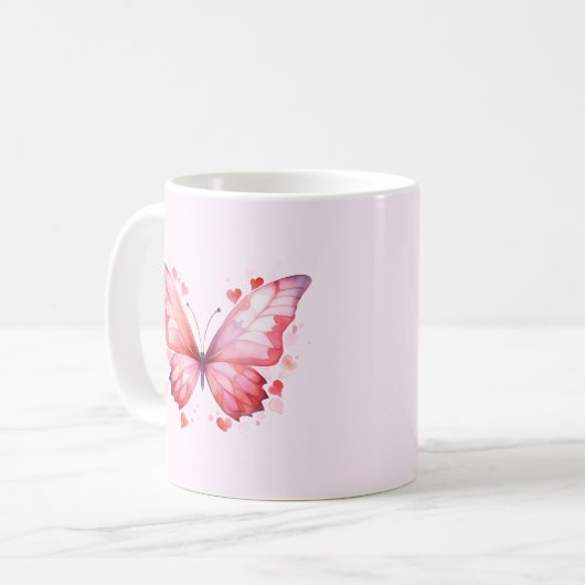 Mug Amour papillon | Aquarelles | Feminine (Devant gauche)