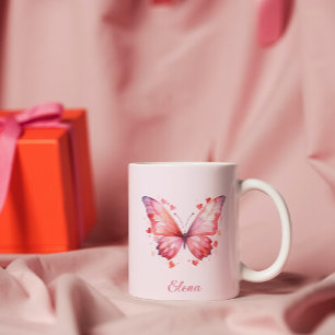 Mug Amour papillon   Feminine   Nom personnalisé
