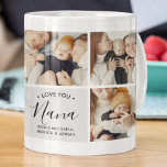 Mug Amour Personnalisé Moderne Vous Nana 9-Photo<br><div class="desc">Ajoutez 9 photos d'Instagram, votre ordinateur ou votre téléphone à cette tasse moderne pour grand-mères, avec l'expression "Aimez vous Nana" avec le/les nom(s) de l'enfant/du ren. Si vous avez besoin d'aide pour customiser ceci, s'il vous plaît envoyez-moi un message en utilisant le bouton ci-dessous et je serai heureux de vous...</div>