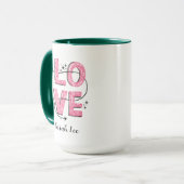 Mug Amour | Pink Cute Super Maman Typographie (Devant gauche)