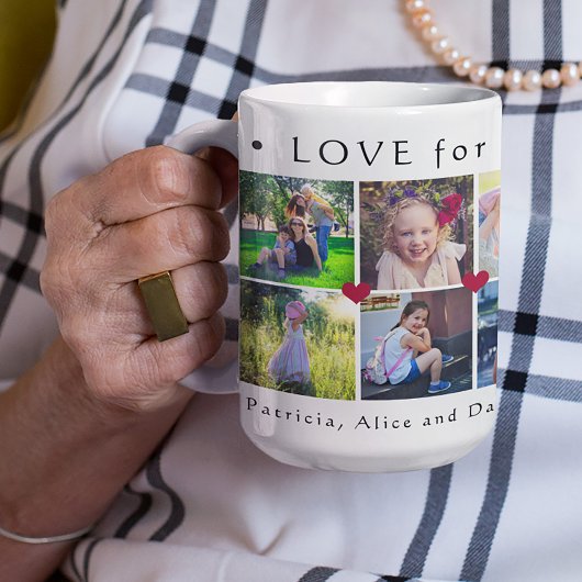 Mug Amour pour grand-mère multi photo cœurs simples mi